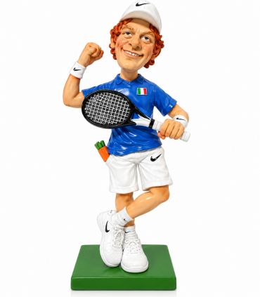 Caricatura Mestieri in resina "CAMPIONE TENNIS DIVISA ITALIA  " H.15 cm