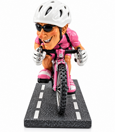 Caricature Mestieri in resina "Il Ciclista in Maglia rosa" H. 15 cm Confezionata in scatola regalo