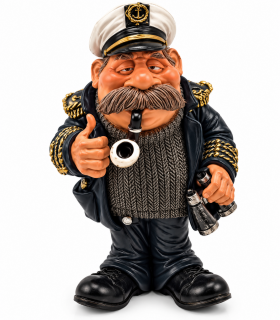 Caricature Mestieri IN RESINA  "IL CAPITANO CON PIPA" H. 16 cm