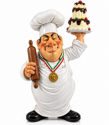 Caricature Mestieri in resina "Pasticciere" H. 15 cm