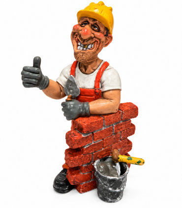 Caricature Mestieri IN RESINA  "Muratore con cazuola" H. 16 cm