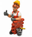 Caricature Mestieri IN RESINA  "Muratore con cazuola" H. 16 cm