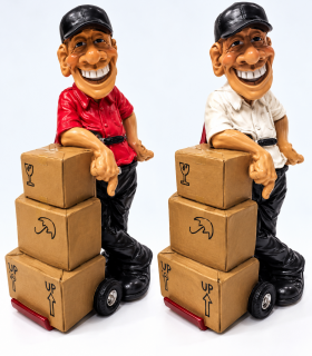 Caricature Mestieri  IN RESINA  "Il Magazziniere Corriere" H. 15 cm