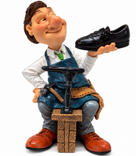 Caricature Mestieri in resina "Il Calzolaio" H. 15 cm