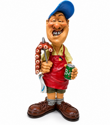 Caricature Mestieri in resina "BBQ  Man" Esperto Barbecue H.16 cm