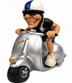 Caricatura Mestieri "Vespa Metalizzata con Pilota con Cuffie"