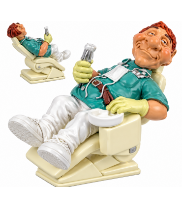 Caricature Mestieri in resina "Il Dentista in Poltrona"  H. 15 cm