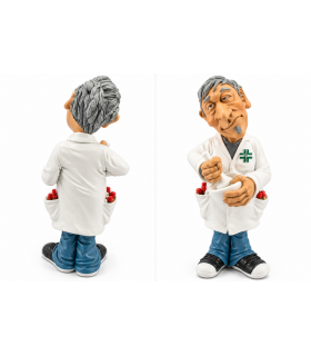 Caricature Mestieri in resina "Farmacista con Medicine"  H. 15 cm