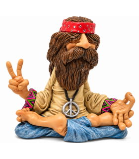 Caricatura Hippie Day in resina "Yoga Peace" H.18 cm