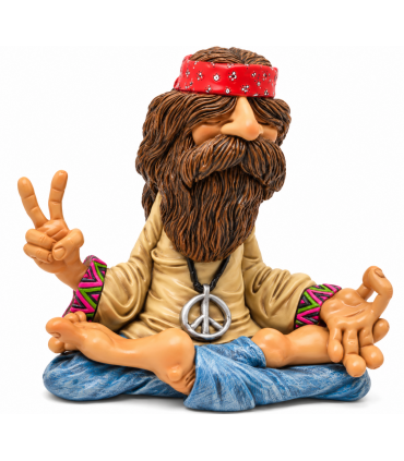 Caricatura Hippie Day in resina "Yoga Peace" H.18 cm