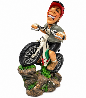 Caricature Mestieri in resina "Il Ciclista In Mountain Bike" H. 15 cm