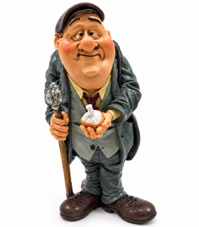 Caricature Mestieri IN RESINA "il fungaiolo / TARTUFAIO" H. 15 cm
