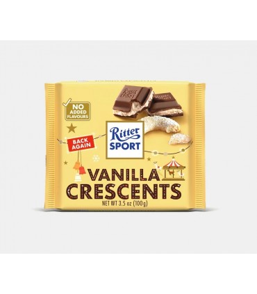 RITTER SPORT LIMITED EDITION TAVOLETTE 100G CON CIOCCOLATO AL LATTE RIPIENO CON CREMA MANDORLE E BISCOTTO ALLA VANIGLIA