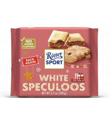 RITTER SPORT LIMITED EDITION TAVOLETTE 100G CON CIOCCOLATO BIANCO CON RIPIENO AL CACAO E SPEZIE INVERNALI