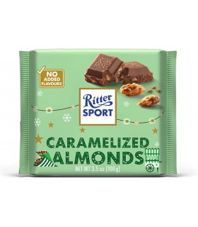 RITTER SPORT LIMITED EDITION TAVOLETTA 100GR CON CIOCCOLATO AL LATTE CON PEZZI DI MANDORLE CARAMELLATE