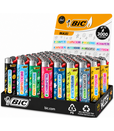 Accendini Bic Maxi Fantasia hashtag  conf. 50 pz. assortiti