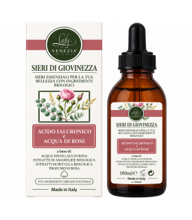 Sieri Essenziali di Bellezza Biologici con Acido Ialuronico e Acqua di Rose Lady Venezia 100ml