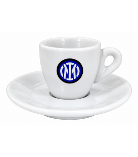 TAZZA DA CAFFE' IN CERAMICA CON PIATTINO F.C. INTER CONFEZIONATA IN SCATOLA DA REGALO