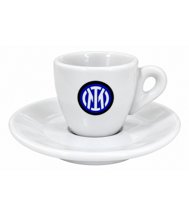 TAZZA DA CAFFE' IN CERAMICA CON PIATTINO F.C. INTER CONFEZIONATA IN SCATOLA DA REGALO