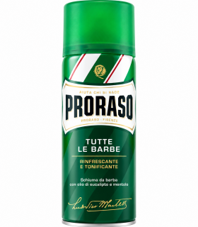 SCHIUMA DA BARBA PRORASO CON OLIO DI EUCALIPTO E MENTOLO 400 ML.  1 PZ.