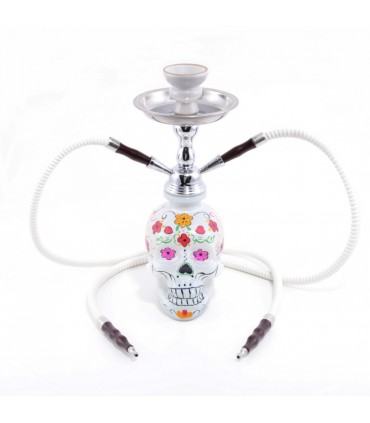 Narghilè Atomic 2 Tubi "La Catrina" Bianco 25 cm