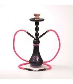 Narghilè Champ HOOKAH CON DUE TUBI FLESSIBILI NERO E ROSA DA H45CM CONFEZIONATO IN SCATOLA DA REGALO