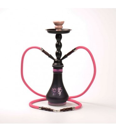 Narghilè Champ HOOKAH CON DUE TUBI FLESSIBILI NERO E ROSA DA H45CM CONFEZIONATO IN SCATOLA DA REGALO
