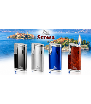 ACCENDINO REGALO LUBINSKI JET FLAME STRESA N4 BLU METALLICO CON ACCENSIONE A ROTAZIONE WA139.4