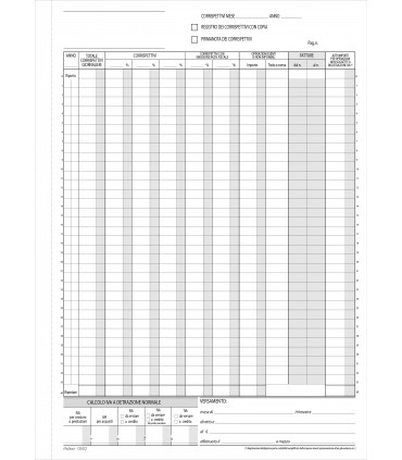 Registro Corrispettivi A4 2 copie