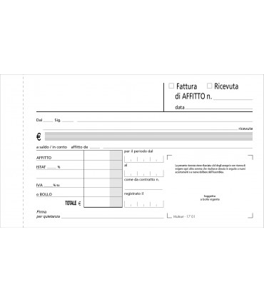 Ricevute di Affitto 2 Copie Mis.10x17