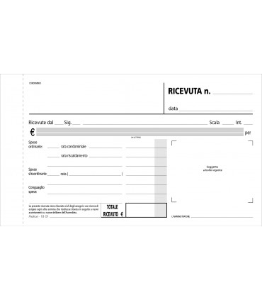 Ricevute di Condominio 2 Copie Mis.10x17