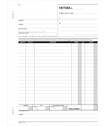 Blocco Fattura A4 1 Aliquota 2 Copie