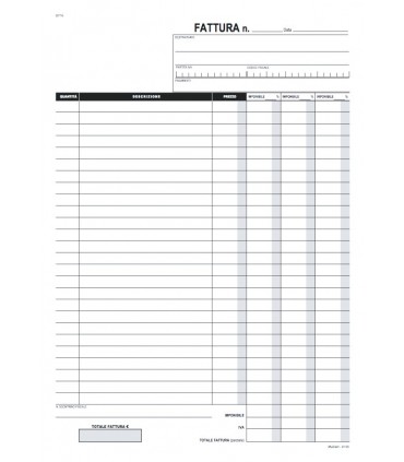 Blocco Fattura A4 3 Aliquote 2 Copie