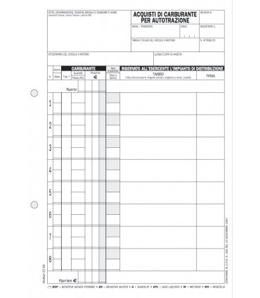 Blocco Acquisti Carburanti Mis.22x14 cm