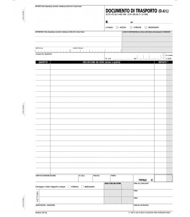 Documento Di Trasporto A4 3 copie