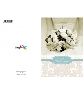 Biglietto Marpimar  25° Anniversario Matrimonio con Glitter conf. da 12 pz. monosoggetto
