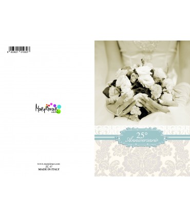 Biglietto Marpimar  25° Anniversario Matrimonio con Glitter conf. da 12 pz. monosoggetto