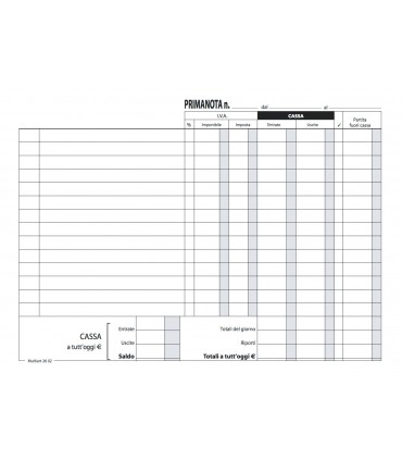 Prima Nota Cassa con IVA A5 2 Copie