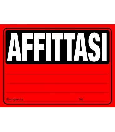 Cartelli Affittasi F.to 23x33 conf. da 20 pz. colori assortiti