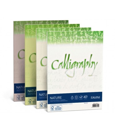 Cartoncino Nature Favini Calligraphy F.to A4 da 120gr conf. da 50 fogli color Oliva