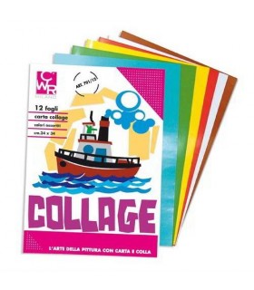 Carta collage CWR colori assortiti cm 24 x 34 conf. 12 fogli