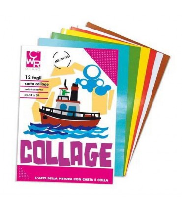 Carta collage CWR colori assortiti cm 24 x 34 conf. 12 fogli