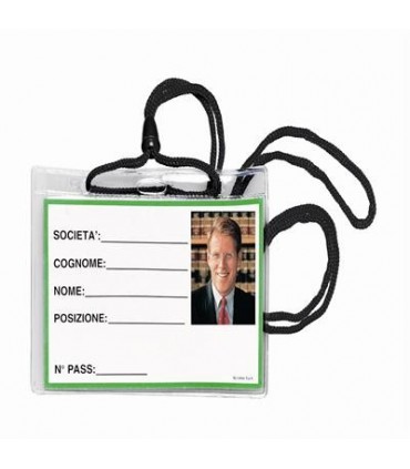 Portabadge con cordoncino conf. 100 pz.