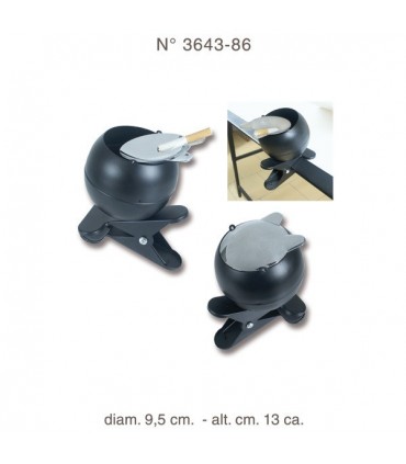 Portacenere in Metallo con Clip colore Nero 