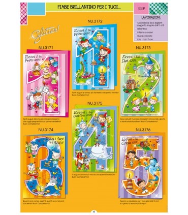 Biglietto Cromo Compleanno Bimbi "5 Anni" con Brillantino conf. da 6 pz. monosoggetto