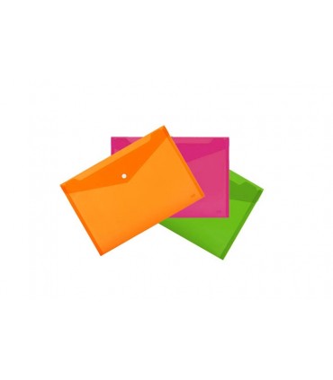 Cartellina A4 Lebez in PVC con chiusura a Bottone conf. da 5 pz. colori Fluo