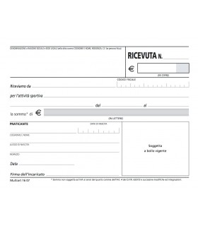 Ricevute Pagamento attività Sportive Mis.12x17 cm