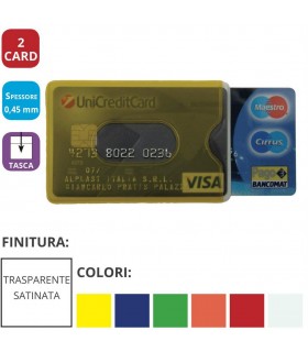 Portacard Morbido in PVC colorato Trasparente a 2 Scomparti Expo da 48 pz. ass. in 6 colori