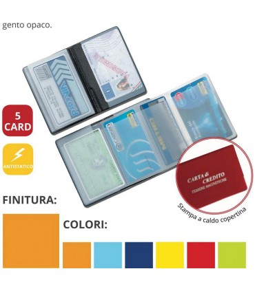 Portacard in PVC a 5 Scomparti con interno a Fisarmonica Expo da 24 pz. 