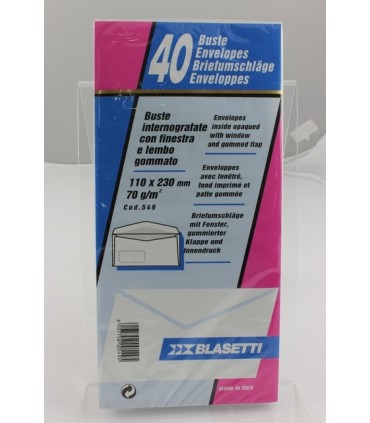 Buste lettera Blasetti  mis. 11X23 Finestra blister da 40  pz